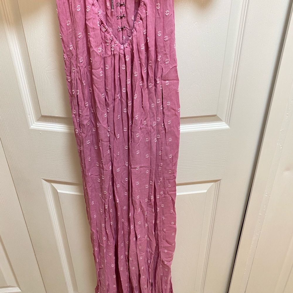 Free People Romper Pink/Rose with Puff Sleeves - Picture 9 of 16